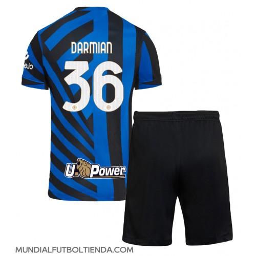 Camiseta Inter Milan Matteo Darmian #36 Primera Equipación Replica 2024-25 para niños mangas cortas (+ Pantalones cortos)